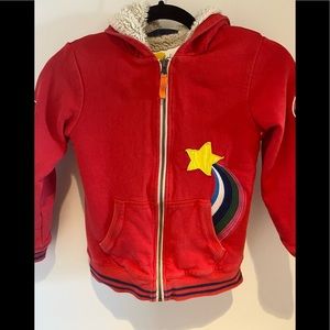 Boden kids, red, fleece lined, hoodie